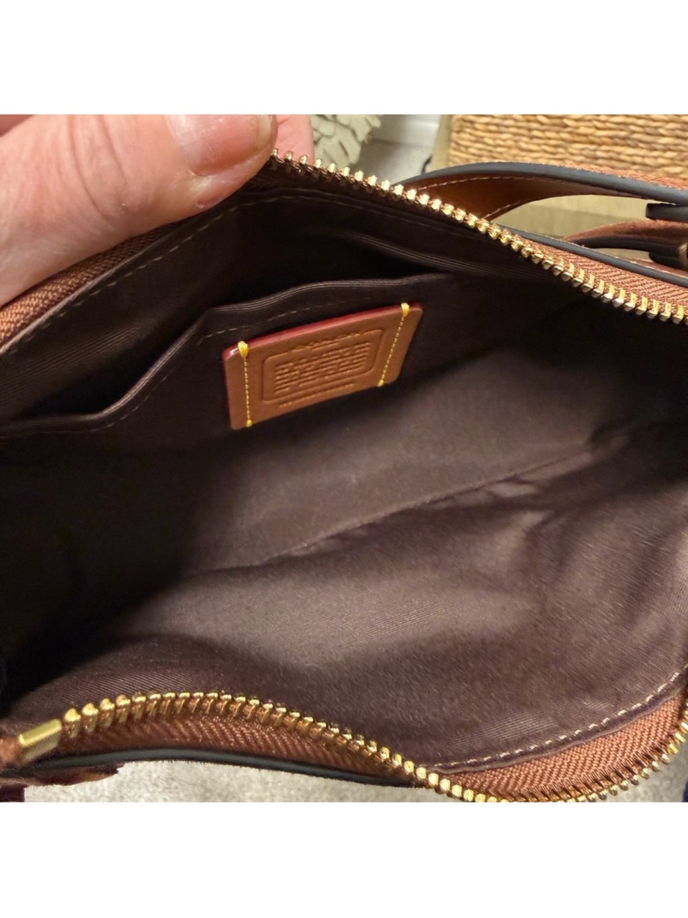 COACH warm Brown Suede Fringe Shoulder Bag and crossbody bag. NWT - Picture 3 of 8